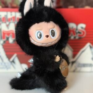 18cm black custom zimomo with dragon tail vinyl plush pendant