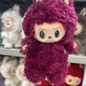 18cm Handmade Custom Wine Red & Black Labubu vinyl plush pendant