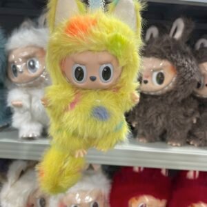 18cm Handmade Custom Shining Yellow & Blue Fox Labubu vinyl plush pendant