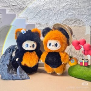 17cm Custom Cute Navy Blue&Orange Pumpkin Labubu vinyl plush pendant