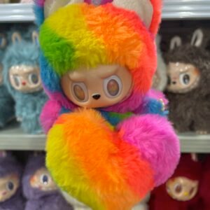 18cm Handmade Custom Rainbow Bear Labubu vinyl plush pendant