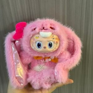 17cm Custom Pink Lop-eared Bunny Labubu vinyl plush pendant