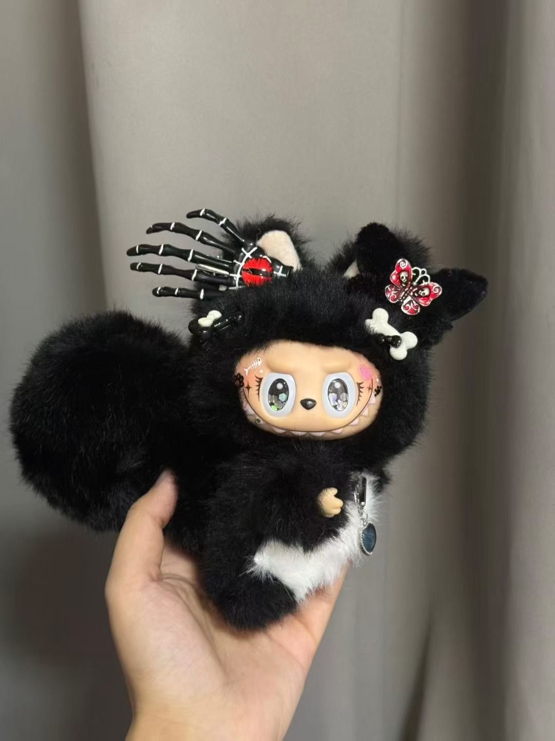 Pre-Order 17cm Black Butterfly Fox Labubu vinyl plush pendant