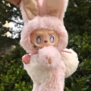 Pre-Order 17cm Custom Pink Bunny Labubu vinyl plush pendant