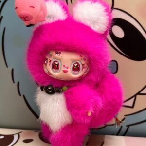 17cm Custom Hot Pink/Green Labubu vinyl plush pendant