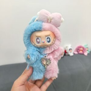 Per-Order 17cm Custom Blue-Pink Labubu vinyl plush pendant