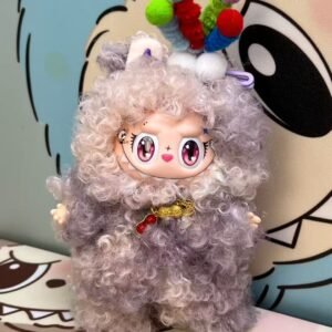 17cm Custom Purple Curly Hair Labubu vinyl plush pendant