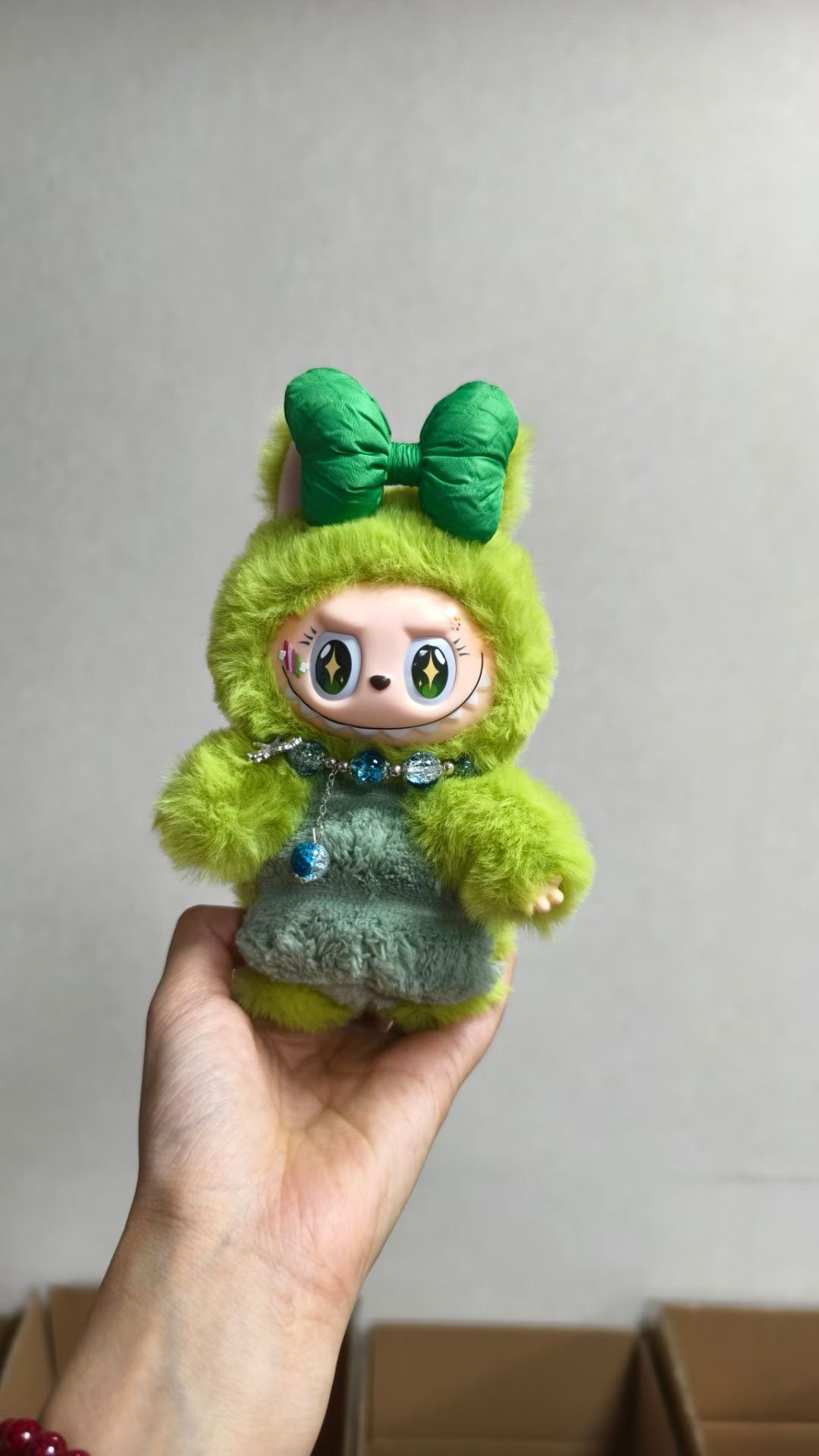Pre-Order 18cm Custom Green Bow Labubu vinyl plush pendant