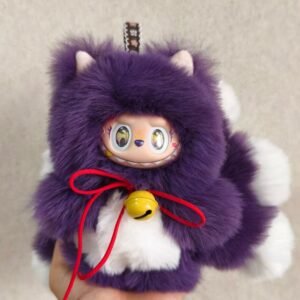 18cm Custom Purple 9 Tails Fox Labubu vinyl plush pendant