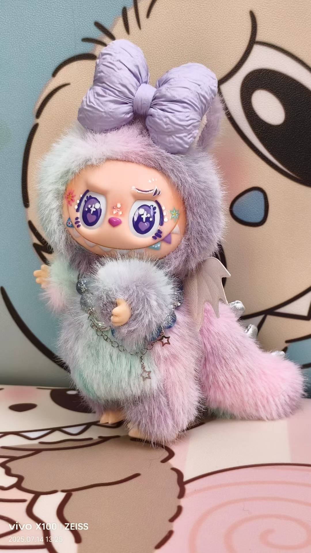 Pre-Order 18cm Custom Colorful Rainbow Zimomo With Wings vinyl plush pendant