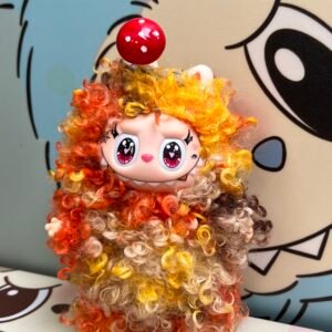 18cm Custom Mushroom Curly Hair  Labubu vinyl plush pendant