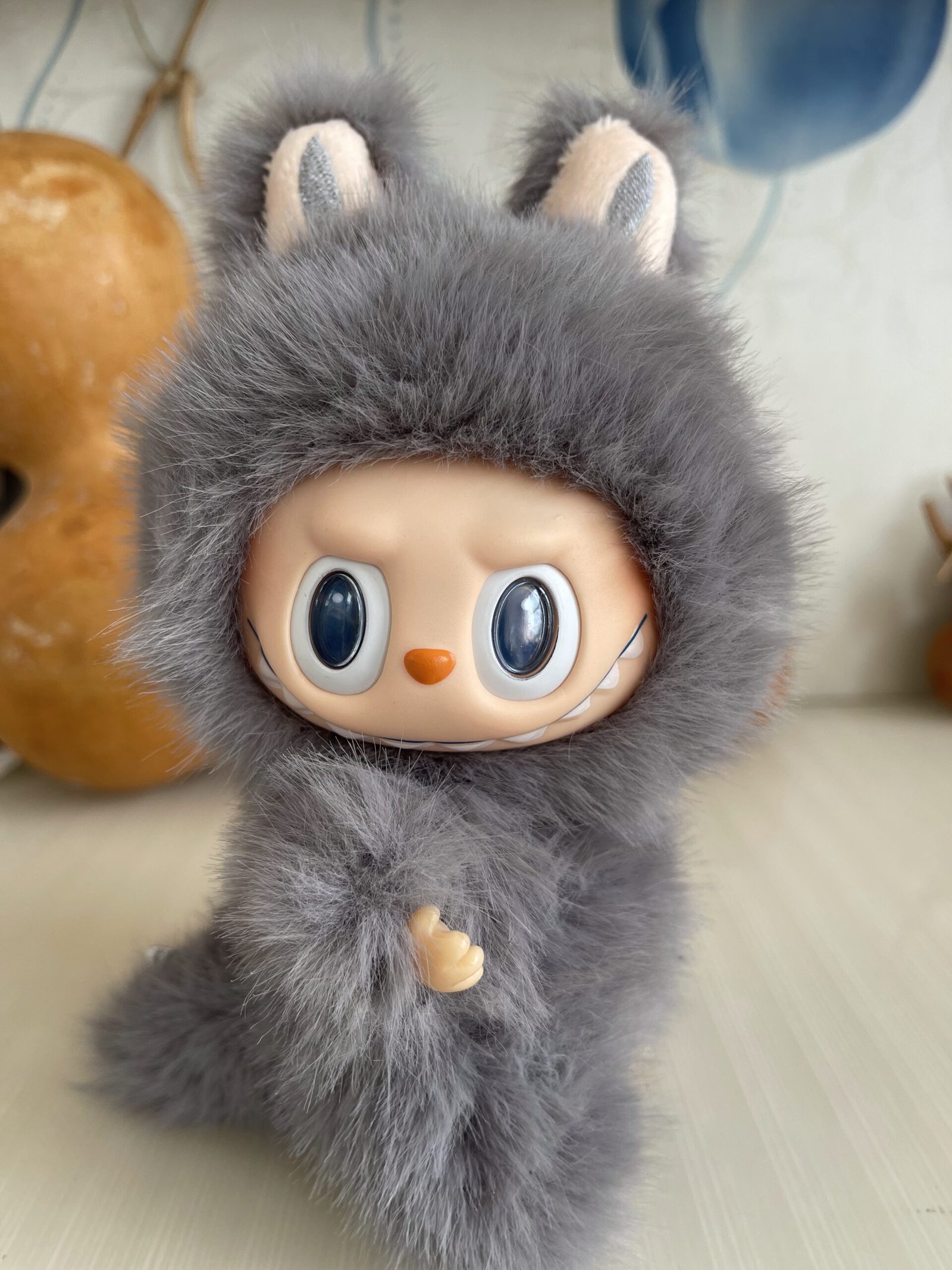 18cm Custom Gery Labubu With Wings vinyl plush pendant