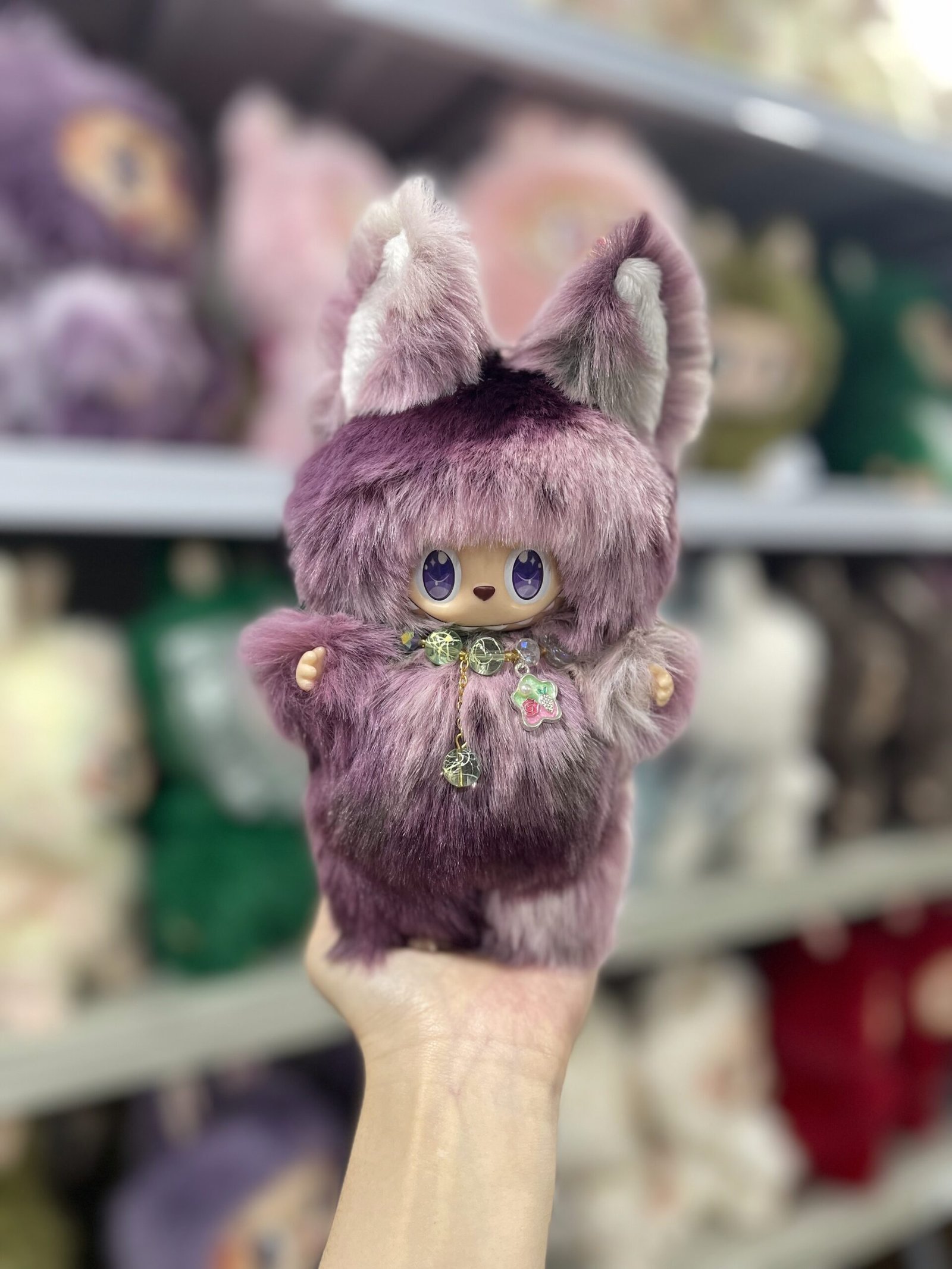 18cm Handmade Gradient color Custom Fox Labubu vinyl plush pendant - Image 2