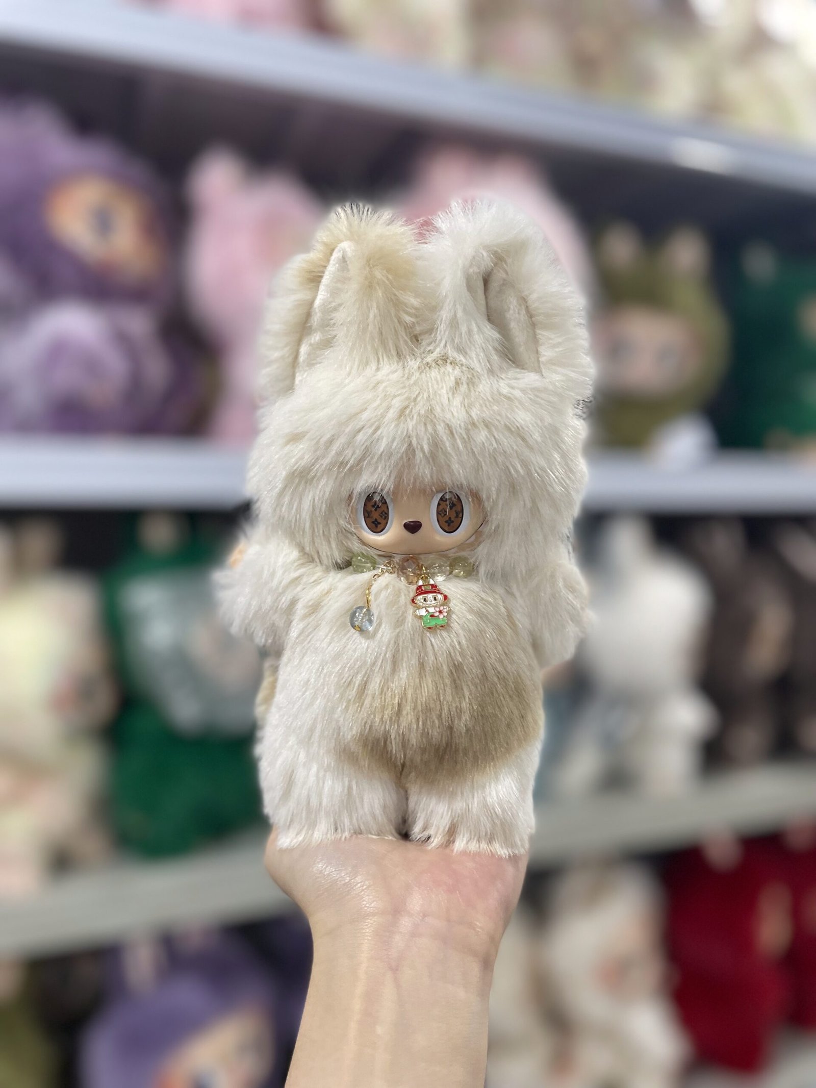 18cm Handmade Gradient color Custom Fox Labubu vinyl plush pendant