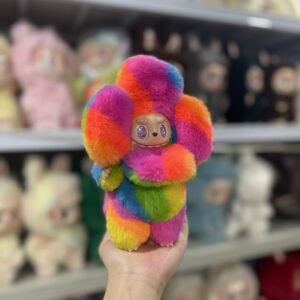 18cm Handmade Custom Colorful Flower Labubu vinyl plush pendant