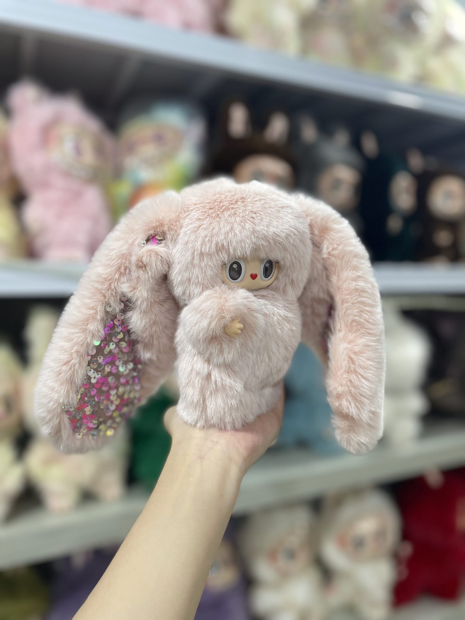 18cm Custom Lop-eared Bunny Labubu With Sequin vinyl plush pendant (All The Colors) - Image 11