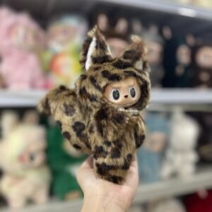 18cm Handmade Leopard Print Fox Labubu vinyl plush pendant