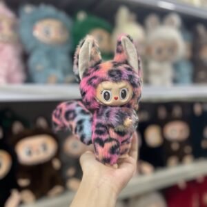 18cm Handmade Custom Colorful Leopard Fox Labubu vinyl plush pendant