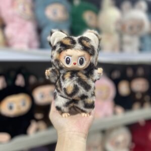 18cm Handmade Custom Animal Print Bear Labubu vinyl plush pendant