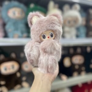 18cm Handmade Custom Pink Bear‌ with Magnetic heart Labubu vinyl plush pendant