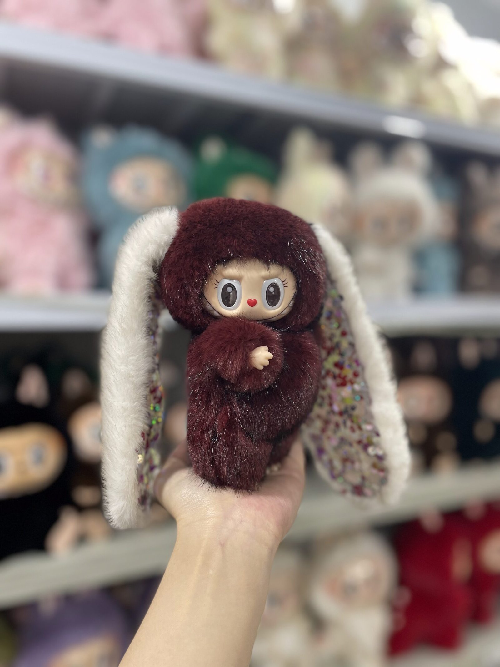 18cm Custom Lop-eared Bunny Labubu With Sequin vinyl plush pendant (All The Colors) - Image 12