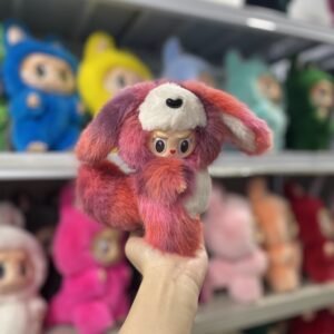 18cm Handmade Custom Fluffy Puppy Labubu With Magnetic tail vinyl plush pendant