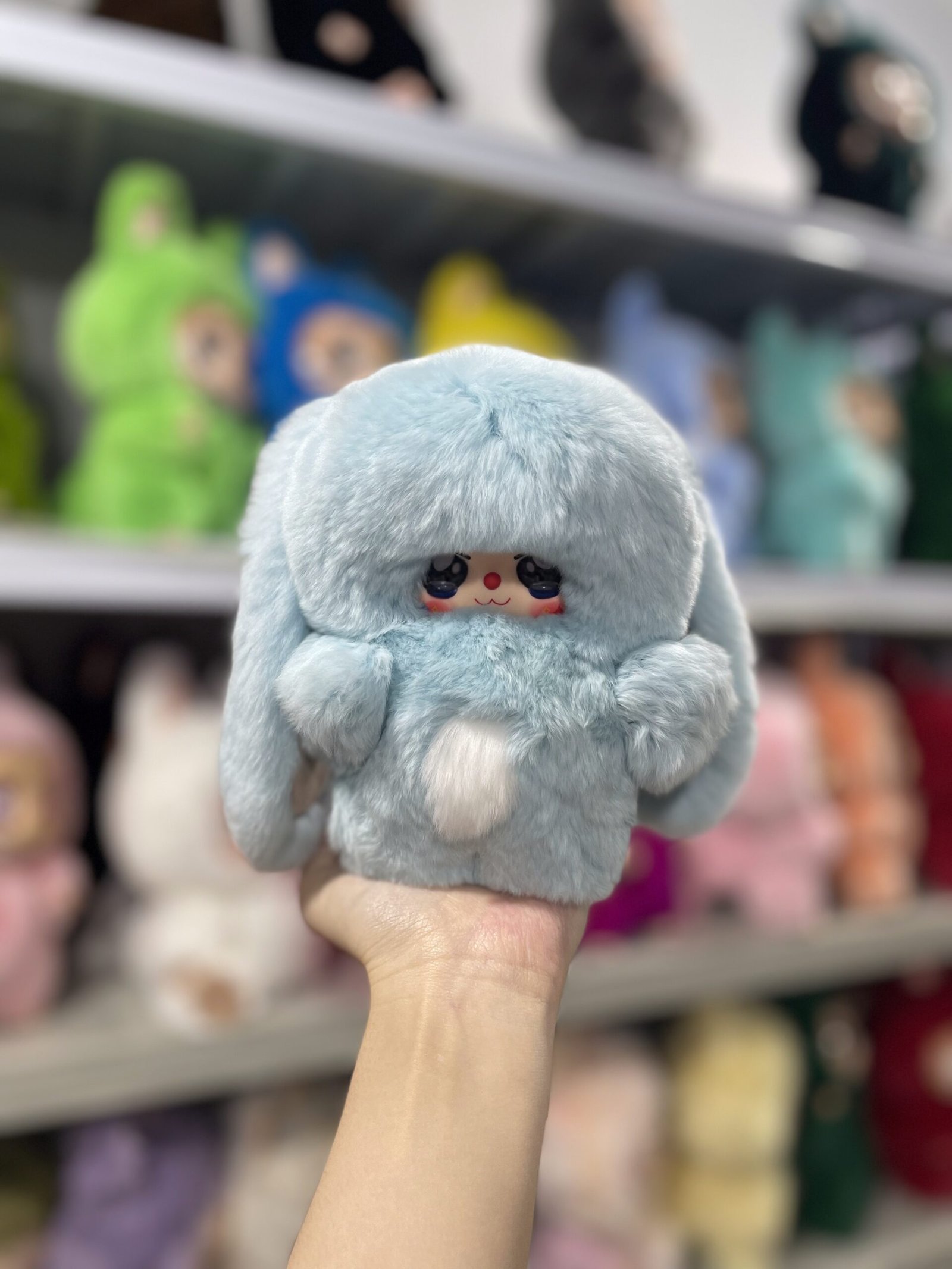 18cm Handmade Custom Sky Blue Chubby Labubu vinyl plush pendant - Image 2