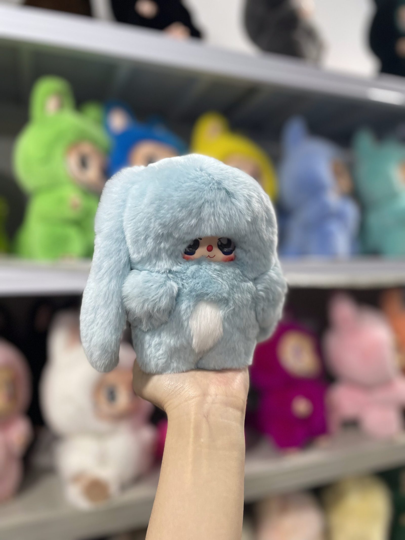 18cm Handmade Custom Sky Blue Chubby Labubu vinyl plush pendant