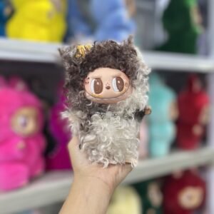 18cm Handmade Chocolate Curly Hair Labubu vinyl plush pendant