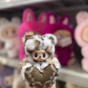 18cm Custom Bear Labubu With Magnetic Heart-shaped tail vinyl plush pendant