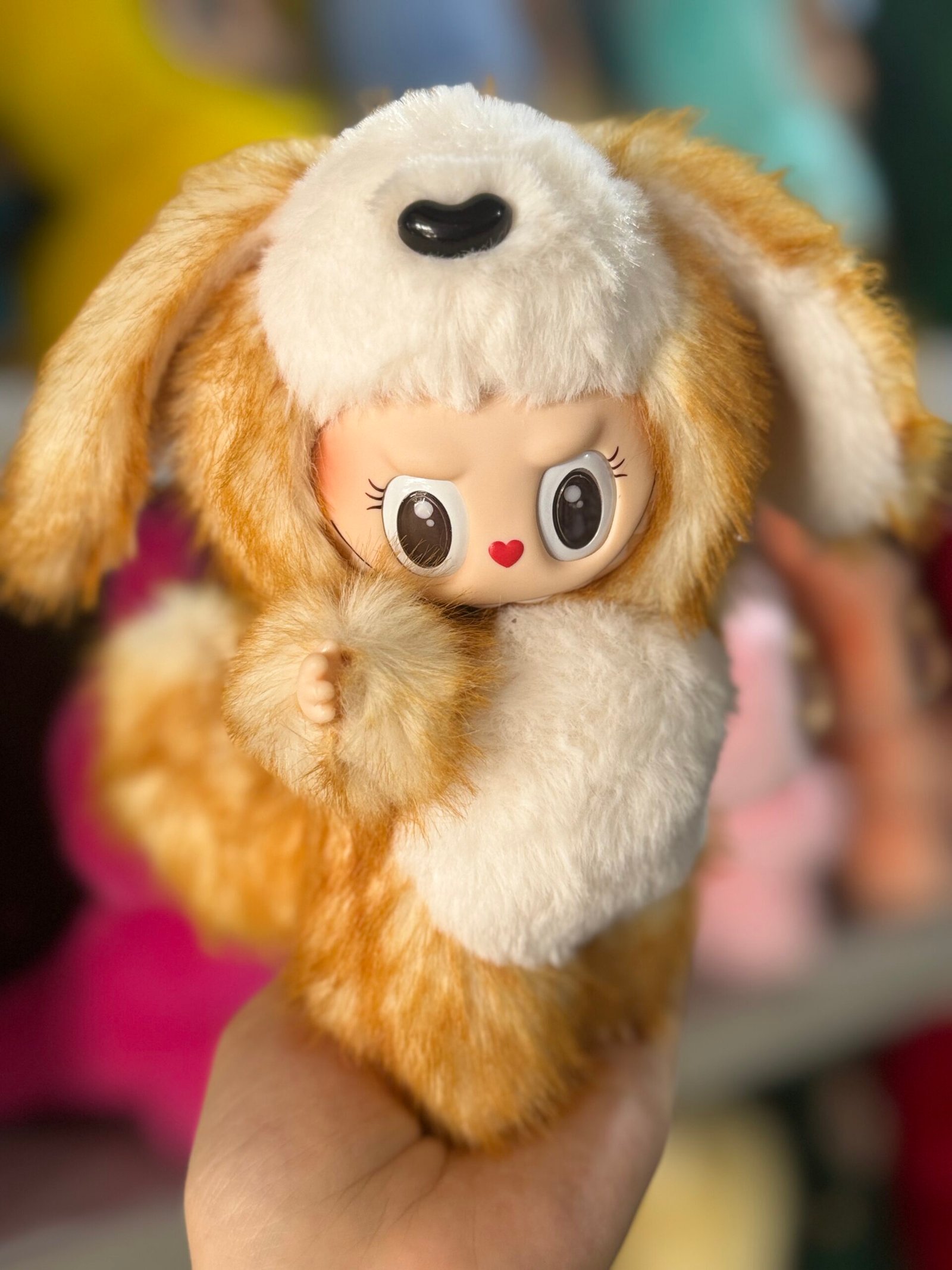 18cm Handmade Custom Fluffy Puppy Labubu With Magnetic tail vinyl plush pendant - Image 4