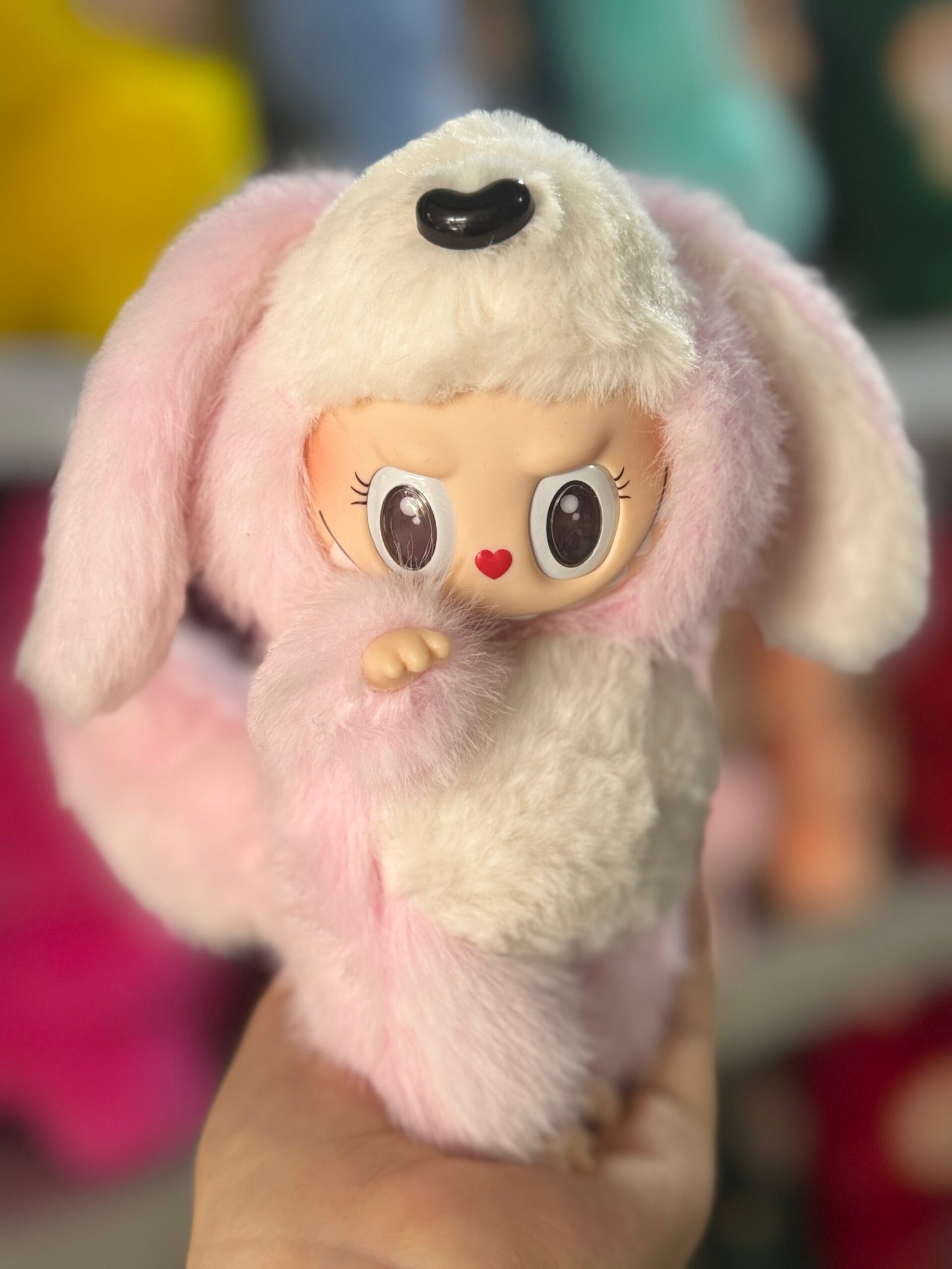 18cm Handmade Custom Fluffy Puppy Labubu With Magnetic tail vinyl plush pendant - Image 5