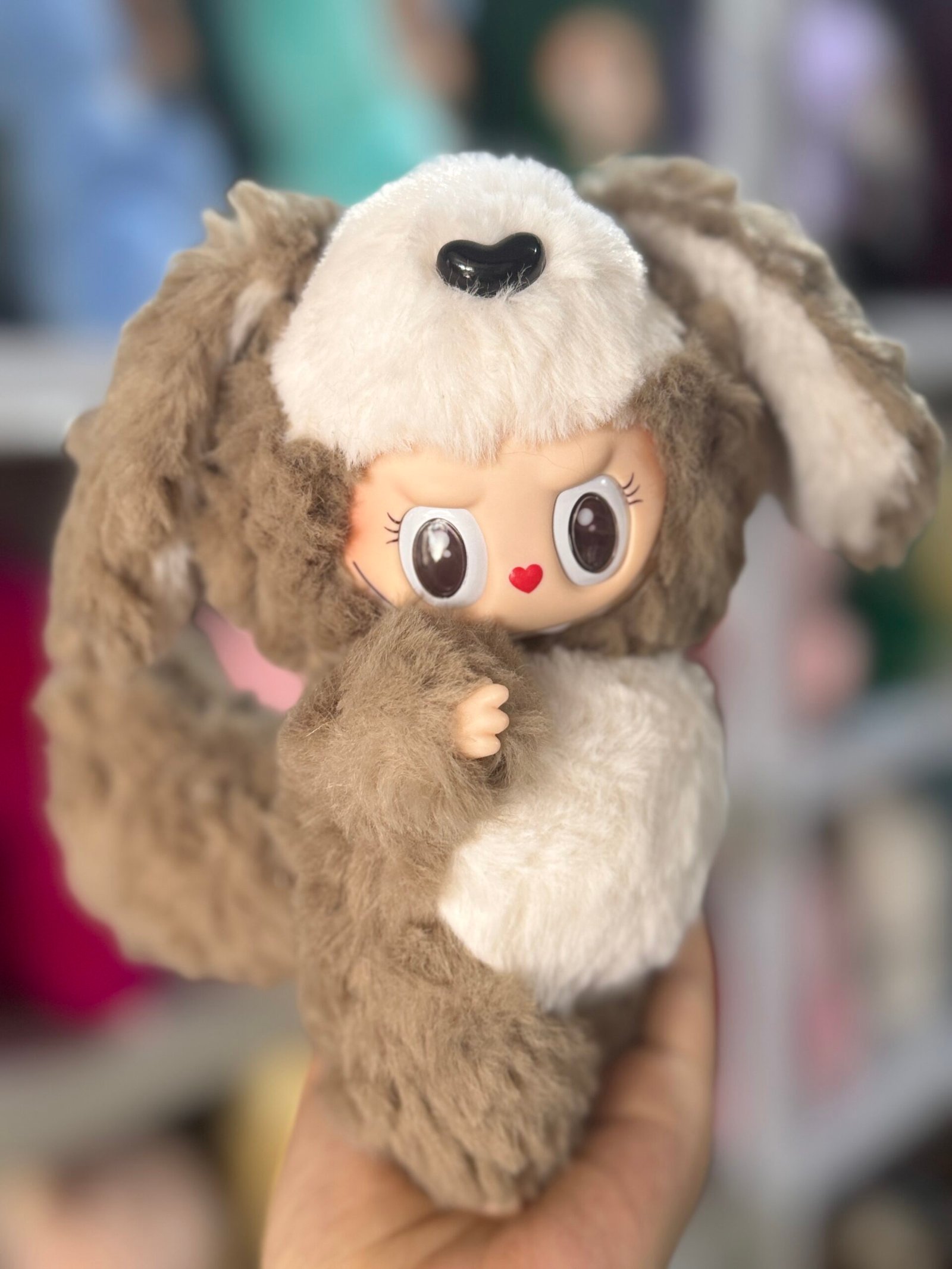 18cm Handmade Custom Fluffy Puppy Labubu With Magnetic tail vinyl plush pendant - Image 7