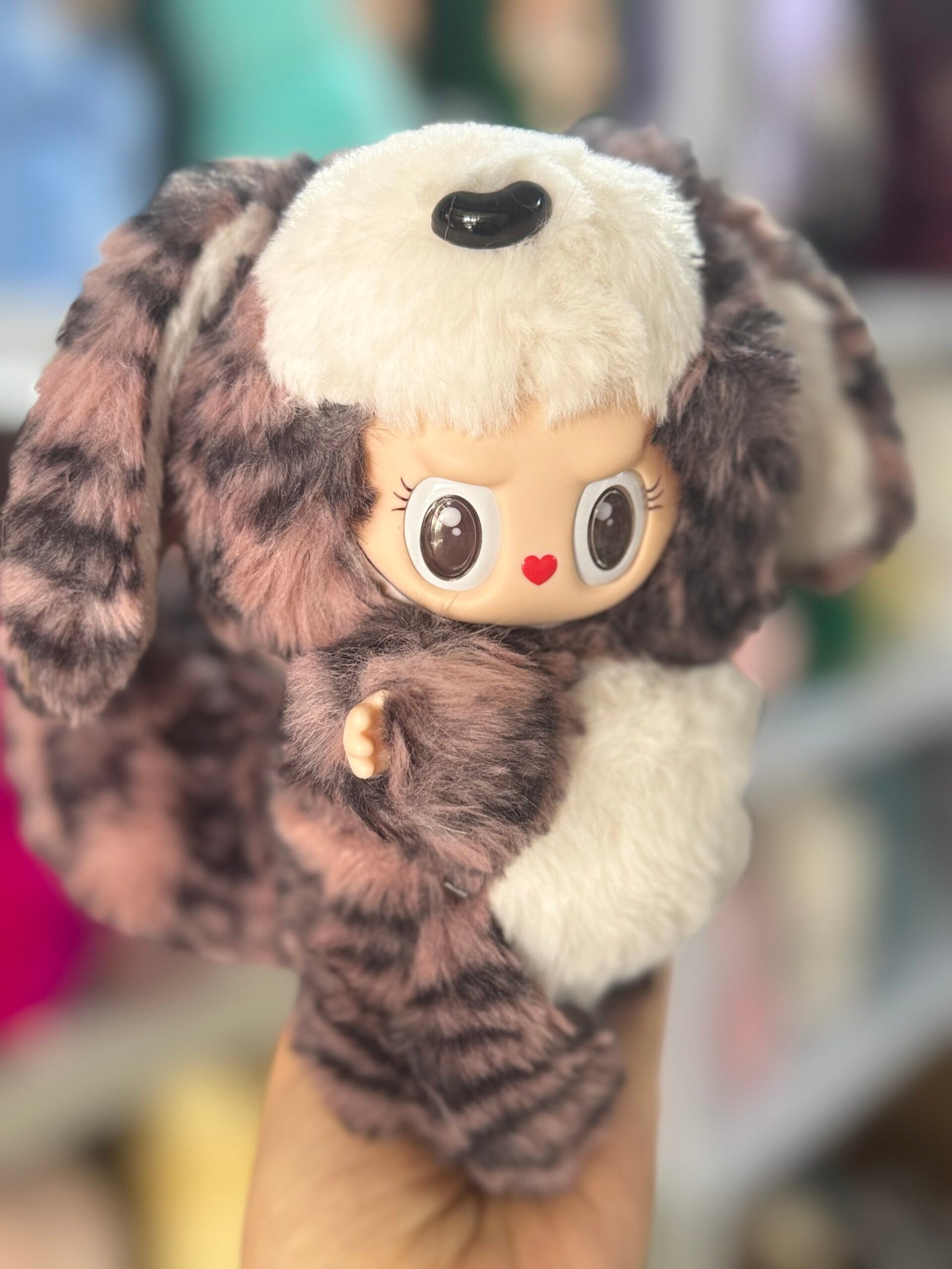 18cm Handmade Custom Fluffy Puppy Labubu With Magnetic tail vinyl plush pendant - Image 9