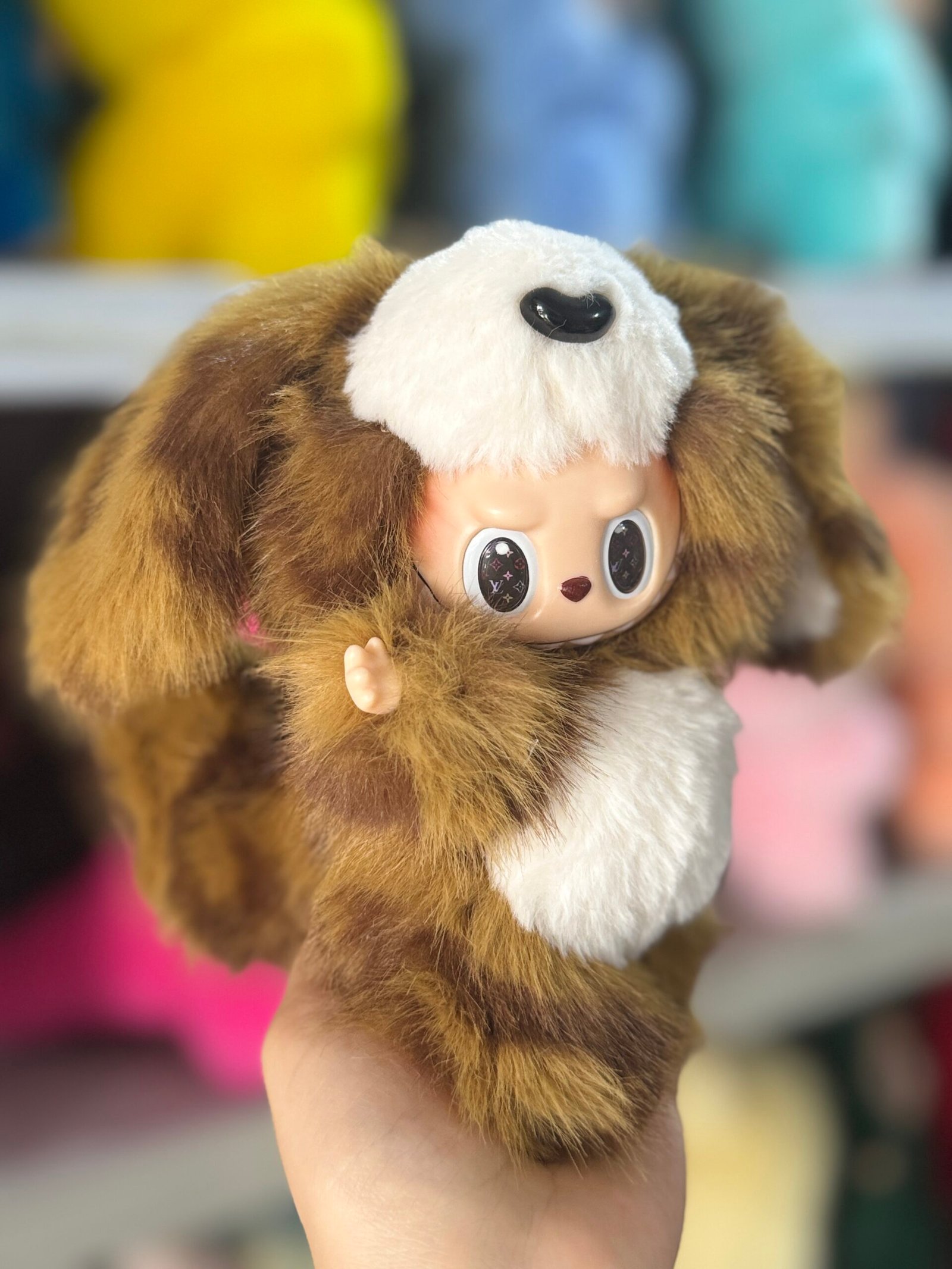 18cm Handmade Custom Fluffy Puppy Labubu With Magnetic tail vinyl plush pendant - Image 2