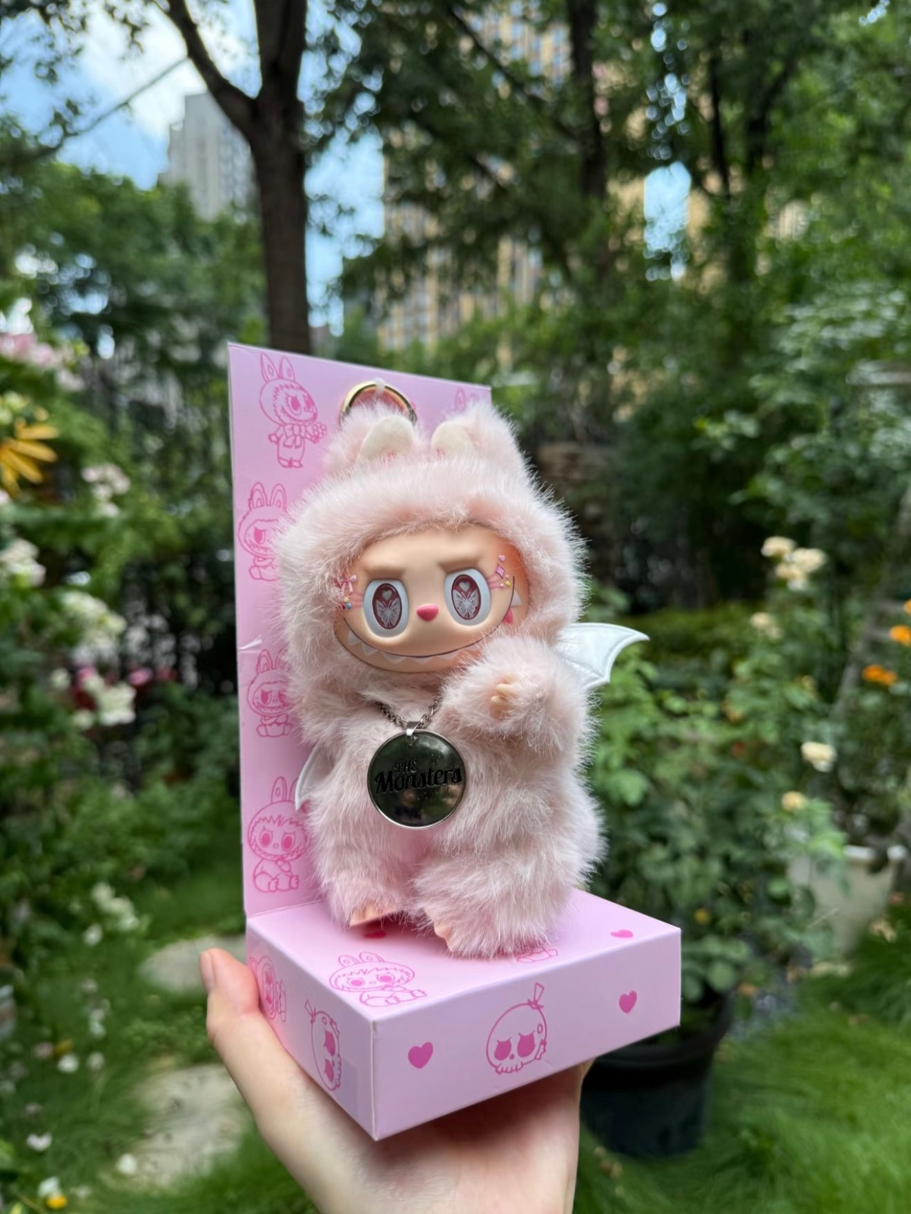 17cm Custom Labubu The Monster Series With Wings vinyl plush pendant