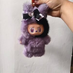 Pre-Order 18cm Custom Purple Bunny Labubu With Bow vinyl plush pendant