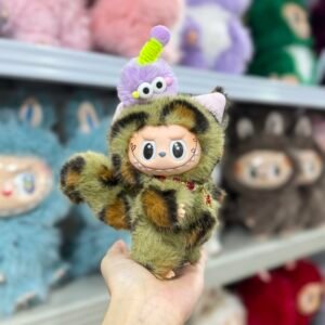 18cm Handmade Custom Green Leopard Fox Labubu vinyl plush pendant