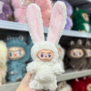18cm Custom White&Grey Long Ear Bunny Labubu vinyl plush pendant