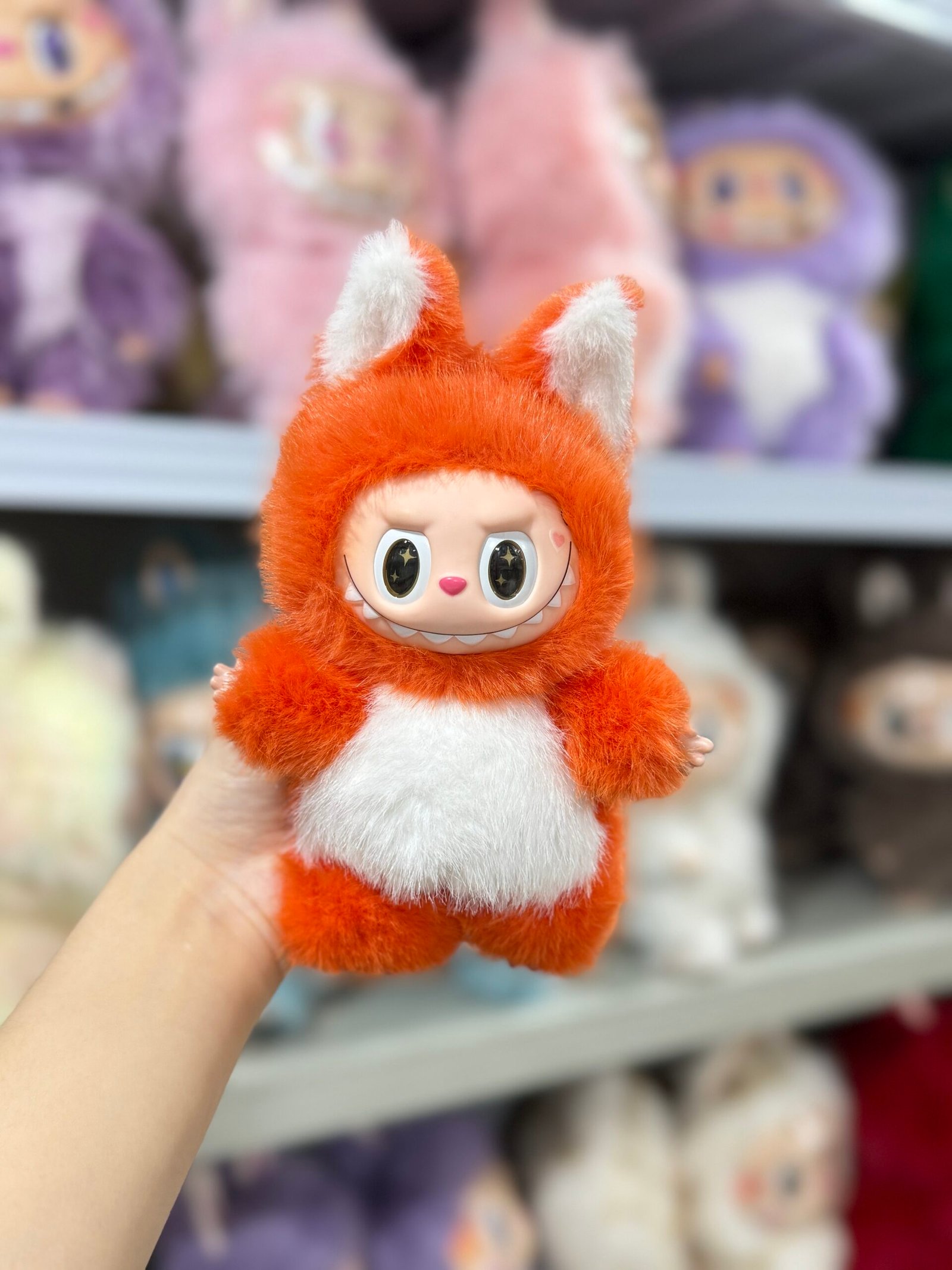 18cm Custom Orange Fox Labubu vinyl plush pendant