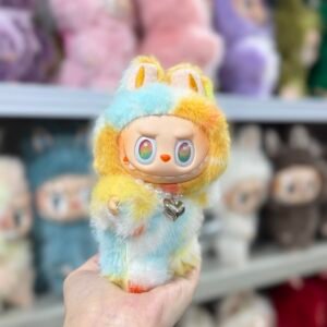 17cm custom Rainbow Labubu Without Tail Vinyl Plush Pedant