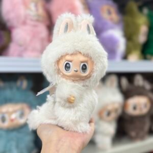 18cm custom white zimomo with dragon tail vinyl plush pendant