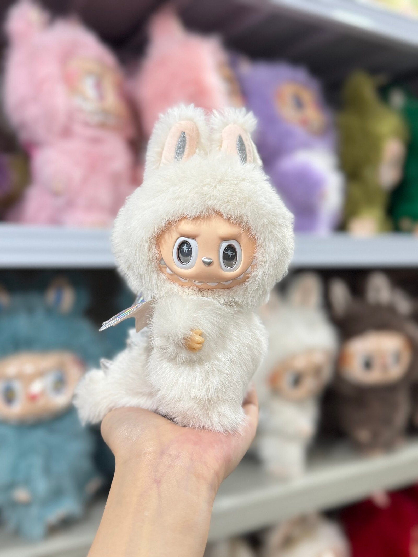 18cm custom white zimomo with dragon tail vinyl plush pendant