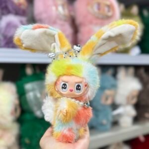 18cm Custom Rainbow Bunny Labubu vinyl plush pendant