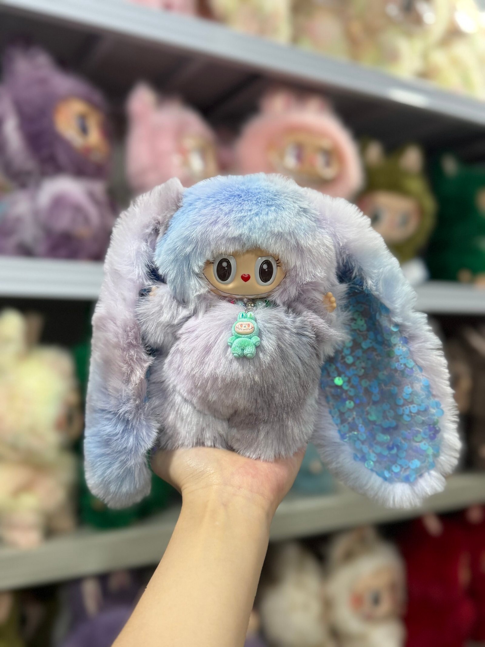 18cm Custom Lop-eared Bunny Labubu With Sequin vinyl plush pendant (All The Colors) - Image 9