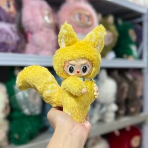 18cm Handmade Custom Turmeric&Grape Purple&Pale Pink&Peachy pink Fox Labubu vinyl plush pendant