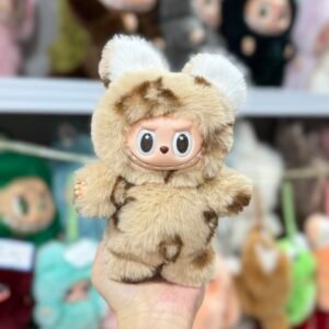 18cm Custom Brown Bear Labubu With  LV Printed Patten vinyl plush pendant