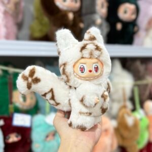 18cm Handmade Custom Smart Fox Labubu With LV Printed Patten vinyl plush pendant