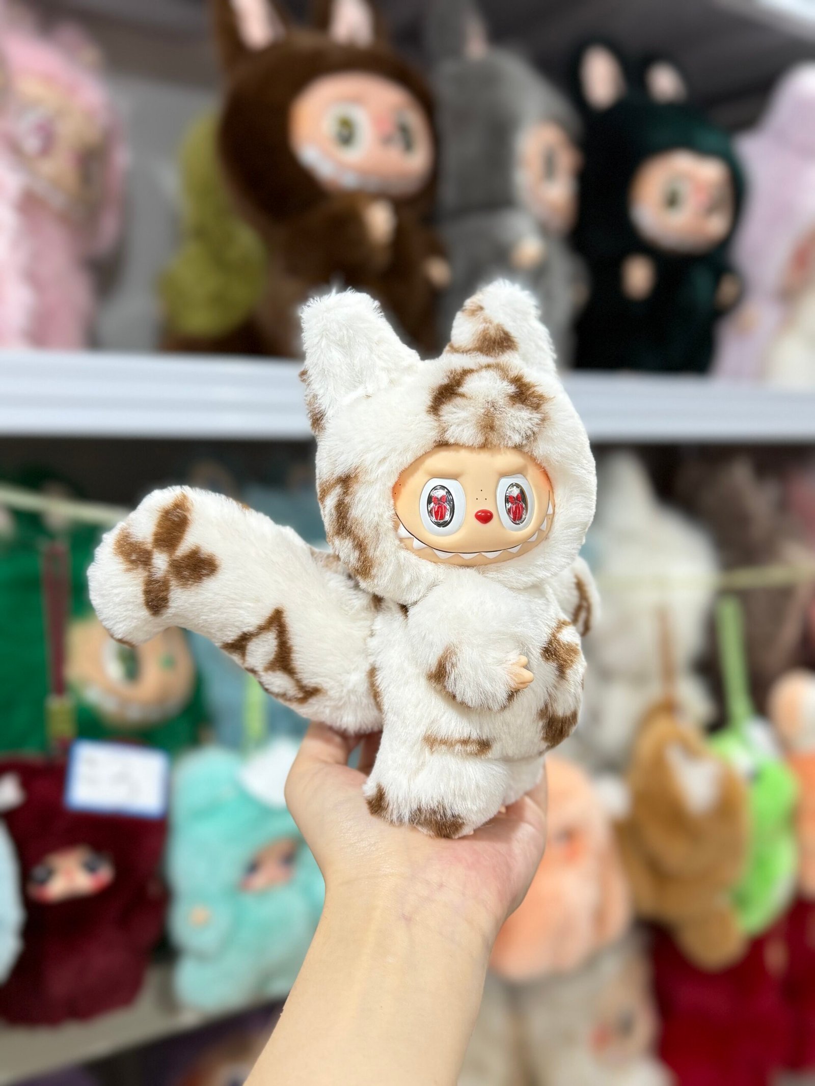 18cm Handmade Custom Smart Fox Labubu With LV Printed Patten vinyl plush pendant