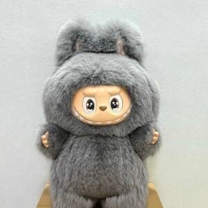 65cm Custom GREY REAL FOX FLUFFY FUR FLIP EYES Zimomo vinyl plush doll